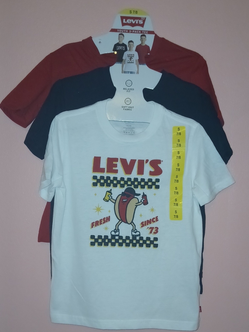 Levi's Kids Red, Navy & White 3-Pack Graphic Tee Set